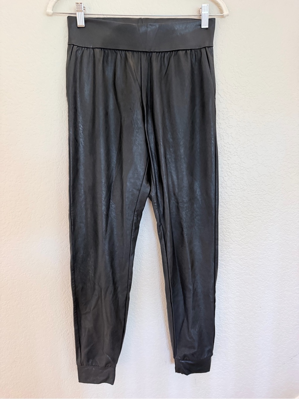 Commando Faux Leather Jogger Pants - Black - Size S